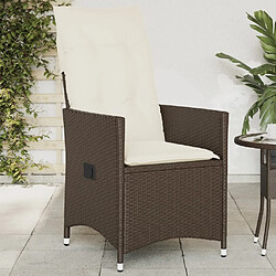 vidaXL Chaise inclinable de jardin avec coussins marron résine tressée