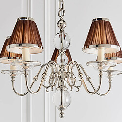 Acheter Interiors 1900 Chandelier Tilburg, nickel poli, 5 abat-jours chocolat