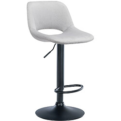 Decoshop26 Tabouret de bar chaise haute x1 avec repose-pieds en velours gris clair piètement métallique noir 10_0004600