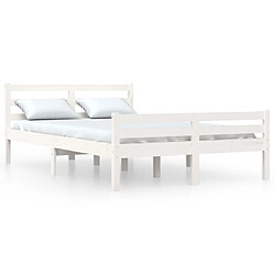 Maison Chic Lit adulte 150x200cm - Cadre de lit,Structure du lit Contemporain pour chambre Blanc Bois massif Très grand -MN25016