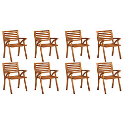 Maison Chic Lot de 8 Chaises de jardin avec coussins | chaises d'extérieur | Fauteuil Relax Bois d'acacia solide -GKD92156