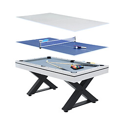 Concept Usine Table multi-jeux en bois blanc ping-pong et billard TEXAS