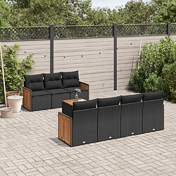 Maison Chic Salon de jardin 8 pcs avec coussins | Ensemble de Table et chaises | Mobilier d'Extérieur noir résine tressée -GKD91538