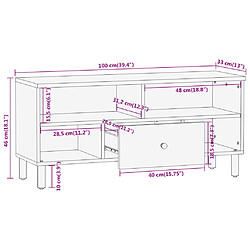 vidaXL Meuble TV 100x33x46 cm bois d'acacia solide pas cher