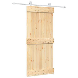 vidaXL Porte coulissante et kit de quincaillerie 90x210 cm pin massif