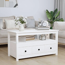 vidaXL Table basse Blanc 102x49x55 cm Bois massif de pin