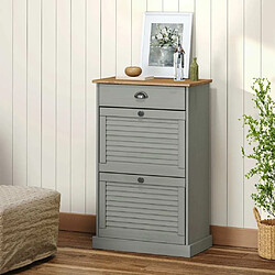 Maison Chic Armoire à Chaussures,Meuble de Rangement à Chaussures VIGO 60x35x96 cm gris bois massif de pin -MN82568