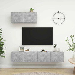 Maison Chic Meubles TV 3 pcs | Banc TV Moderne pour salon | Meuble de Rangement Gris béton Aggloméré -MN23969