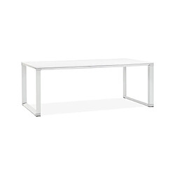 Mes Bureau design 200x100x74 cm plateau blanc et métal blanc - WARNY