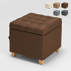 Ahd Amazing Home Design Pouf de rangement avec coussins recouvert de tissu Coffree matelassé, Couleur: Marron