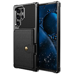 Coque en TPU + PU avec béquille et porte-carte noir pour Samsung Galaxy S22 Ultra 5G