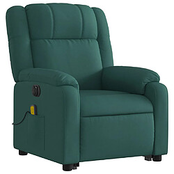 Avis vidaXL Fauteuil inclinable de massage électrique Vert foncé Tissu