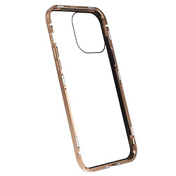 Coque en cadre métallique antichoc, cadre anti-bruit, double face avec fermeture magnétique pour votre iPhone 14 Pro Max - or