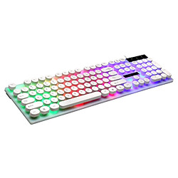 Avis Wewoo Poursuivre Leopard G21 USB 104 touches Clavier Punk rond flottant imperméable à l'eau Rétro-éclairage coloré mécanique à sensation filairelongueur 1,3 m Blanc