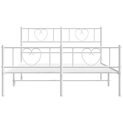 Acheter Maison Chic Lit adulte - Lit simple Cadre de lit métal avec tête de lit/pied de lit,Structure du lit Contemporain pour chambre blanc 120x190cm -MN61802