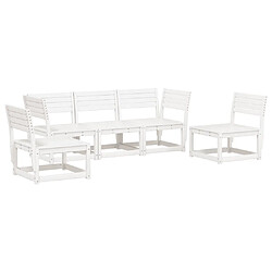 vidaXL Salon de jardin 5 pcs blanc bois massif de pin