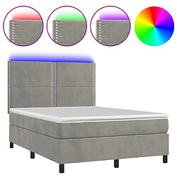 vidaXL Sommier à lattes de lit matelas et LED Gris clair 140x200 cm