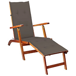 Maison Chic Chaise longue,Chaise de terrasse,Chaise d’extérieur avec repose-pied et coussin Acacia solide -GKD39494