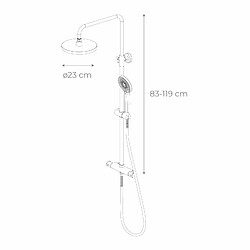 Acheter K20 Colonne de Douche K2O Chillout River 83-119 cm Design Rond avec Robinet Mitigeur Thermostatique, Hauteur Réglable, Pommeau de Douche et Douchette à Main