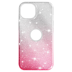 Avizar Coque pour iPhone 14 Paillette Glitter Silicone Semi rigide Rose et Argent