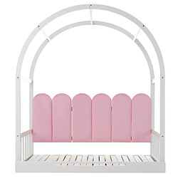 Acheter ComfortXL Lit extensible avec toit voûté, 140x100cm à 140x200cm, cadre en bois de pin, blanc et rose