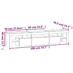 vidaXL Meuble TV avec lumières LED Blanc 200x36,5x40 cm pas cher