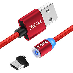 Wewoo Câble de charge magnétique tressé en nylon avec indicateur LED1 m2,4 A max USB à Micro USB rouge