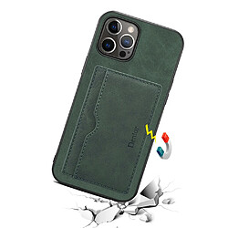 Coque en TPU + PU antichoc avec béquille et porte-carte vert pour votre Apple iPhone 13 Pro 6.1 pouces