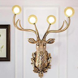 Universal Lampe murale moderne en verre à tête de cerf en résine Art Cerf Décoration de la maison Lampe murale pour le salon LED miroir Lampe murale