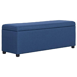 Helloshop26 Banquette pouf tabouret meuble banc avec compartiment de rangement 116 cm bleu polyester 3002070