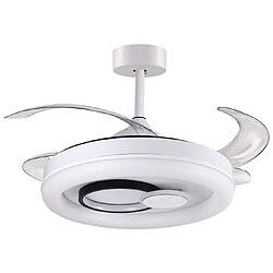 Ventilateur de plafond HERSA blanc, 4 pales escamotables, 116W LED 3000|4000|6500K, H35xP.108/50cm