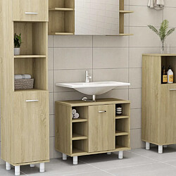 Maison Chic Armoire de salle de bain,Meuble de rangement,Meuble haut Chêne sonoma 60x32x53,5 cm Aggloméré -GKD978392