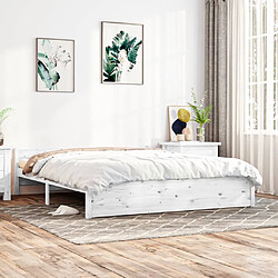 Maison Chic Lit adulte - Lit simple Cadre de lit,Structure du lit Contemporain Blanc Bois massif 160x200 cm -MN70209