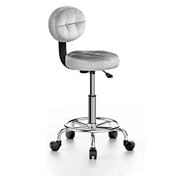 Tabourets de bureau, tabouret à roulettes Rattantree, avec dossier, réglable en hauteur, pivotant à 360°, hauteur d'assise 49-64 cm, repose-pieds, tabourets de cuisine, tabouret de travail, gris