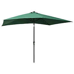 Avis vidaXL Parasol de jardin avec LED et mât en acier Vert 2x3 m