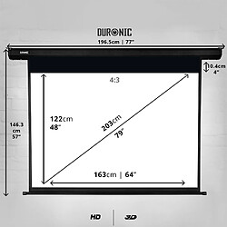 Duronic Ecran de projection électrique EPS80/43 - 80 pouces 4:3 – 163 x 122 cm – Fixation mur ou plafond - 4K Full HD 3D