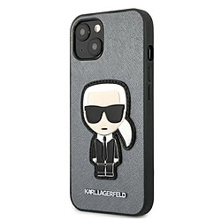 Karl Lagerfeld Saffiano Ikonik Patch - Coque pour iPhone 13 mini (Argent)