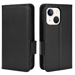 Etui en PU texture litchi, fermoir magnétique noir pour votre iPhone 13 6.1 pouces