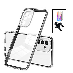 PHONECARE Kit Coque 360 Airbag Anti-Drop Caméra Protection + Support Magnétique Renforcé de Voiture + 5D Full Cover pour Samsung Galaxy A13 5G - Transparent