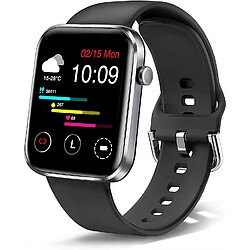 Chrono Montre Connectée, montre-bracelet de fitness de 1,69 pouce pour femmes et hommes, montre de sport étanche IP67, tracker d'activité avec compteur de pas, moniteur de sommeil, Montre Connectée pour Android iOS(noir)