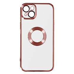 Avizar Coque iPhone 14 Plus Souple Bloc Caméra Couvert Transparent Contour rose Chromé