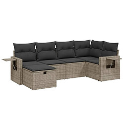 vidaXL Salon de jardin 6 pcs avec coussins gris résine tressée