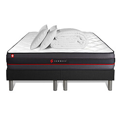 Somness Pack matelas REGEN 180x200 + double sommiers noir 90x200 + Couette + 2 oreillers