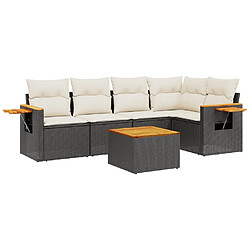 Maison Chic Salon de jardin 6 pcs avec coussins | Ensemble de Table et chaises | Mobilier d'Extérieur noir résine tressée -GKD38506