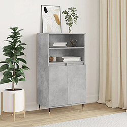 vidaXL Buffet haut Gris béton 60x36x110 cm Bois d'ingénierie