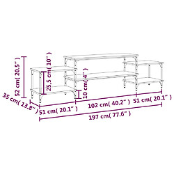 vidaXL Meuble TV chêne fumé 197x35x52 cm bois d'ingénierie pas cher