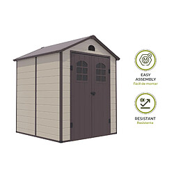 Avis Abri de Jardin en Résine Gardiun Alessia A 3,57 m² 190x188x225 cm avec Plancher et Fenêtres Beige