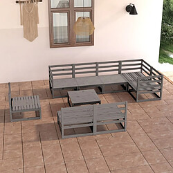 Maison Chic Ensemble de salle à manger de jardin 9 pcs,Table et chaises d'extérieur gris bois de pin massif -GKD692585