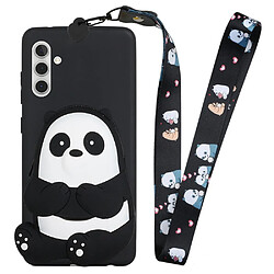 Coque en silicone motif animal de dessin animé avec lanière Noir/panda pour votre Samsung Galaxy A13 5G