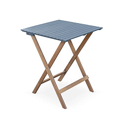 Table de jardin bistrot 60x60cm - Barcelona Bois / Bleu - pliante bicolore carrée en acacia avec 2 chaises pliables | sweeek pas cher